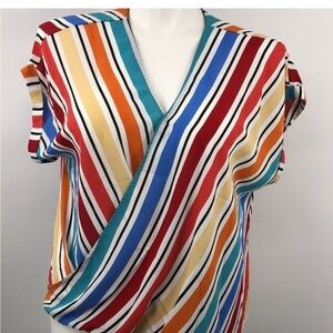 W5 Multicolor Striped Wrap Top